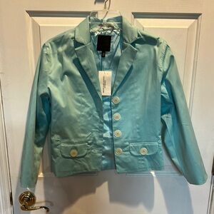 NWT The Limited junior light  Blue/green Blazer with White Buttons